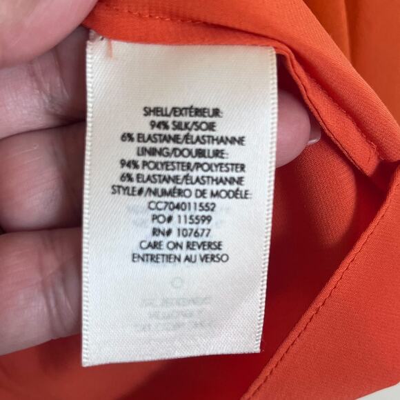 Alice + Olivia Y2K Silk Asymmetric Slip Dress Size 2 Orange Babydoll Tiered Fall - Picture 7 of 10